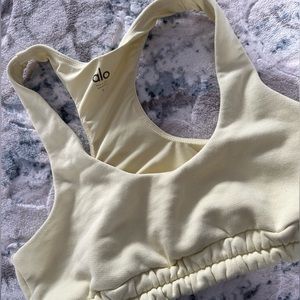 Alo scoop neck sweatshirt bra yellow size small